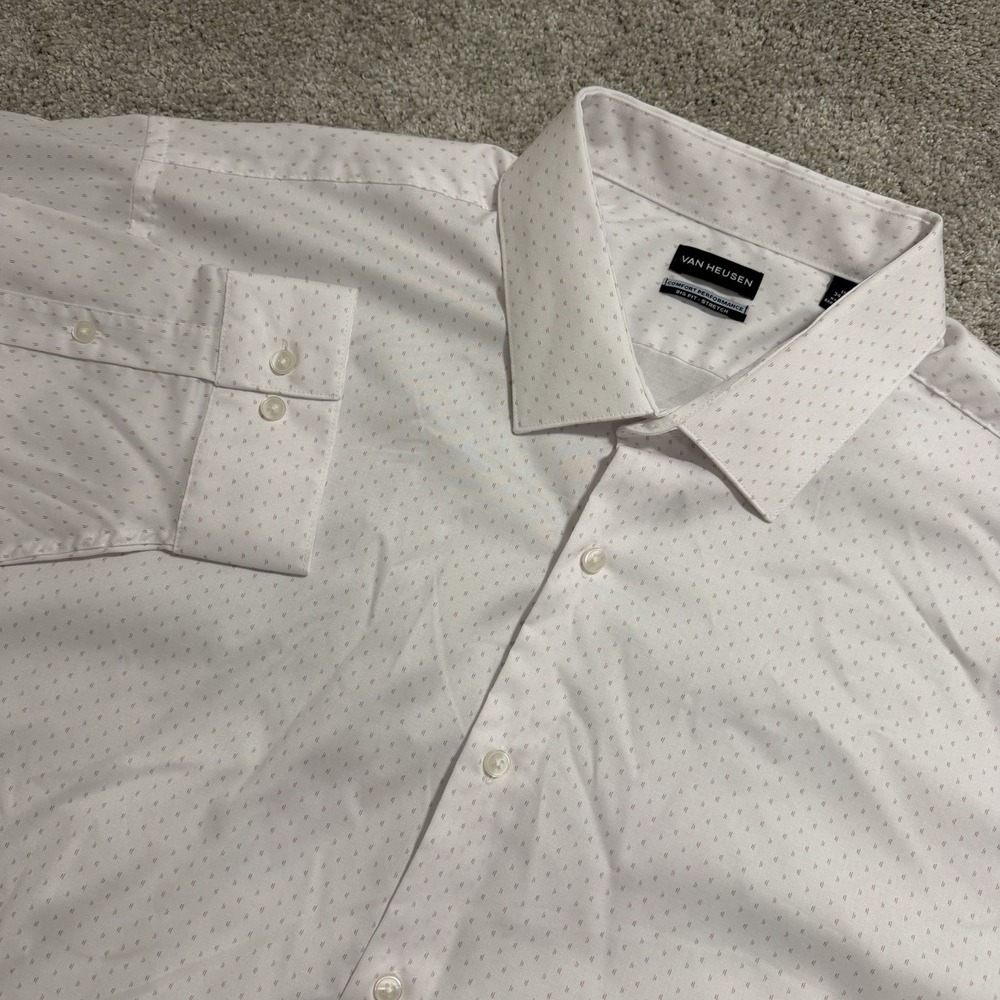 Van Heusen Big Fit Shirt Mens 19 34/35 Raspberry Comfort Performance Button Up